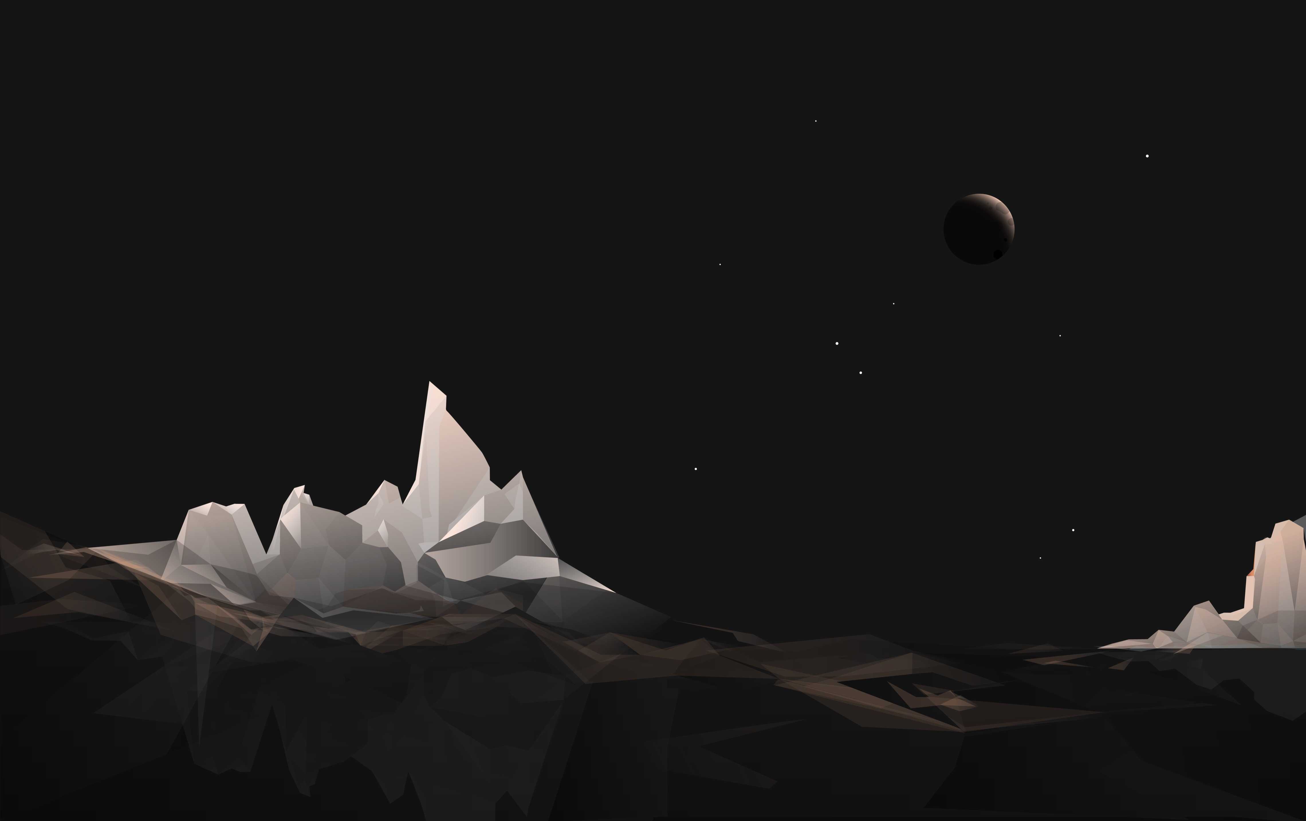 Montaña y luna de noche